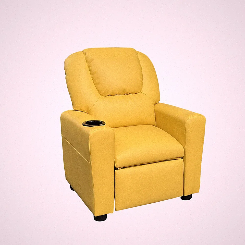 Children’s PU Leather Recliner Chair – Comfy Seat w/ Cup Holder for Toddlers