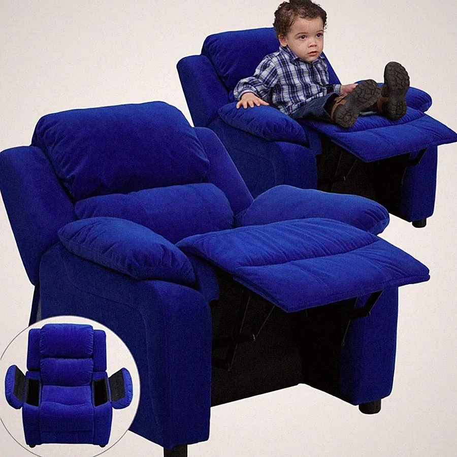 Flash Furniture Blue Kids Recliner, Blue - BT-7985-KID-MIC-BLUE-GG