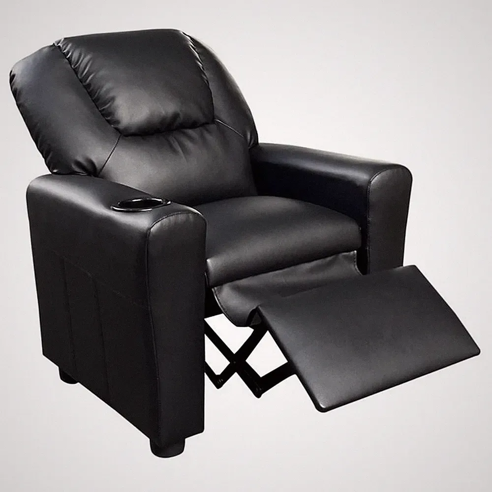 Marisa 23"W Black PU Faux Leather Kids Recliner Chair with Cupholder