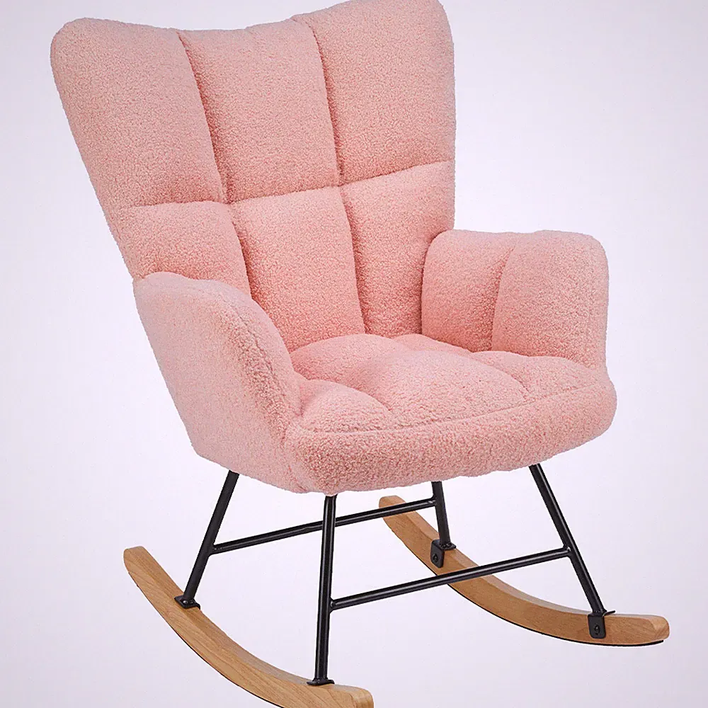 Nursery Rocking Chair Teddy Upholstered Reading Armchair for Bedroom Livingroom