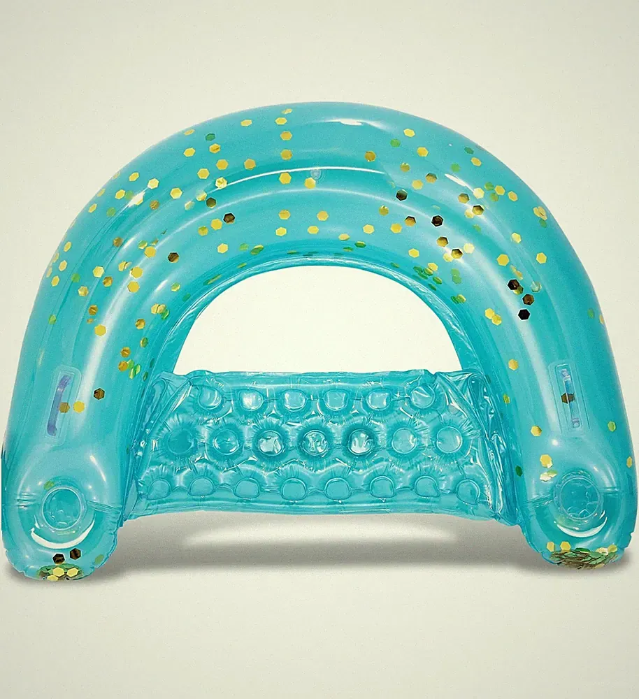 POZA Inflatable Pool Float Chair Sparkle Confetti Lounge Inflatable Pool Flo...